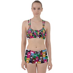 Cat Funny Colorful Pattern Perfect Fit Gym Set by uniart180623