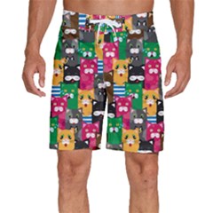 Cat Funny Colorful Pattern Men s Beach Shorts by uniart180623