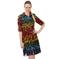 Patterns Rainbow Long Sleeve Mini Shirt Dress by uniart180623