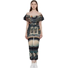 Technology Robot Internet Processor Bardot Ruffle Jumpsuit by Ravend