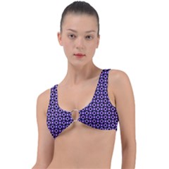 Mazipoodles Purple Donuts Polka Dot  Ring Detail Bikini Top by Mazipoodles