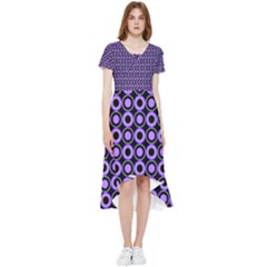Mazipoodles Purple Donuts Polka Dot  High Low Boho Dress by Mazipoodles