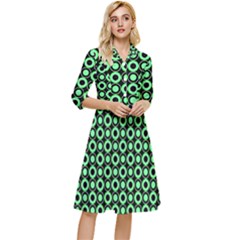 Mazipoodles Green Donuts Polka Dot Classy Knee Length Dress by Mazipoodles