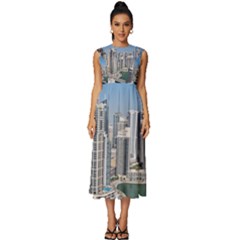 Building Sea Architecture Marina Sleeveless Round Neck Midi Dress by Ravend