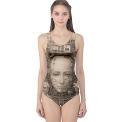 Cyborg Robot Future Drawing Poster One Piece Swimsuit by Ravend