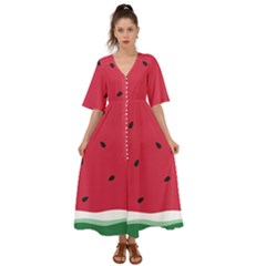 Minimalist Summer Watermelon Wallpaper Kimono Sleeve Boho Dress by Ravend