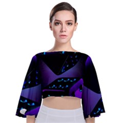 3d Ludo Game,gambling Tie Back Butterfly Sleeve Chiffon Top by Bangk1t