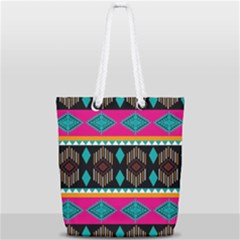 Abstract Art Pattern Design Vintage Full Print Rope Handle Tote (small) by Ravend