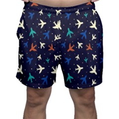 Blue Background Cute Airplanes Men s Shorts by ConteMonfrey