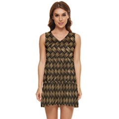 Brown Straw - Country Side Tiered Sleeveless Mini Dress by ConteMonfrey