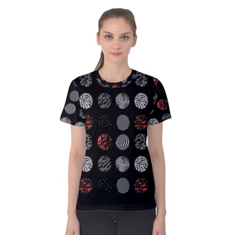 Black And Multicolored Polka Dot Artwork Digital Art Women s Cotton Tee by uniart180623