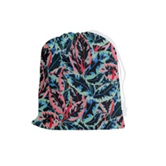 Leaves Leaf Pattern Patterns Colorfu Drawstring Pouch (large) by uniart180623
