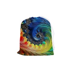 Colorful Digital Art Fractal Design Drawstring Pouch (medium) by uniart180623