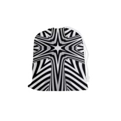 Fractal Star Mandala Black And White Drawstring Pouch (medium) by uniart180623