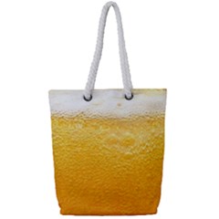Texture Pattern Macro Glass Of Beer Foam White Yellow Full Print Rope Handle Tote (small) by uniart180623