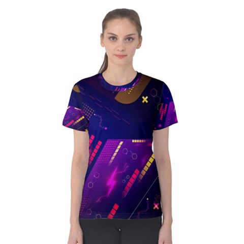 Colorful Abstract Background Creative Digital Art Colorful Geometric Artwork Women s Cotton Tee by uniart180623