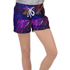 Colorful Abstract Background Creative Digital Art Colorful Geometric Artwork Women s Velour Lounge Shorts by uniart180623