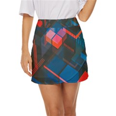 Minimalist Abstract Shaping Abstract Digital Art Minimalism Mini Front Wrap Skirt by uniart180623