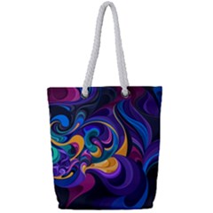 Colorful Waves Abstract Waves Curves Art Abstract Material Material Design Full Print Rope Handle Tote (small) by uniart180623