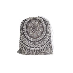 Mandala Circles Drawing Pattern Drawstring Pouch (medium) by uniart180623