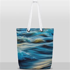 Waves Abstract Waves Abstract Full Print Rope Handle Tote (small) by uniart180623