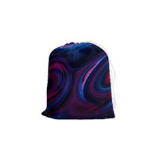 Purple Blue Swirl Abstract Drawstring Pouch (small) by uniart180623