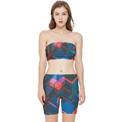Minimalist Abstract Shaping Abstract Digital Art Stretch Shorts And Tube Top Set by uniart180623