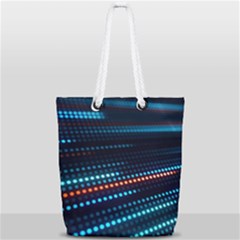 Orange Blue Dot Dots Lines Abstract Digital Art Full Print Rope Handle Tote (small) by uniart180623