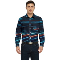 Orange Blue Dot Dots Lines Abstract Digital Art Men s Long Sleeve Pocket Shirt  by uniart180623