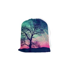Tree Abstract Field Galaxy Night Nature Drawstring Pouch (small) by uniart180623