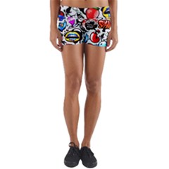 Graffiti Art Cartoon Comic Yoga Shorts by uniart180623