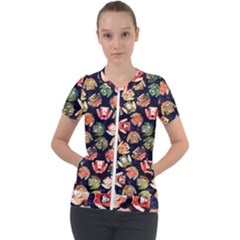 Ugly Christmas Short Sleeve Zip Up Jacket by uniart180623