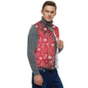 Christmas Pattern Red Men s Button Up Puffer Vest	 View2
