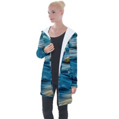 Waves Abstract Longline Hooded Cardigan by uniart180623