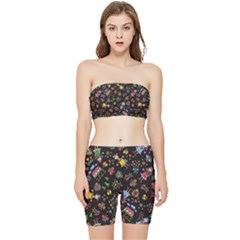 Cartoon Texture Stretch Shorts And Tube Top Set by uniart180623