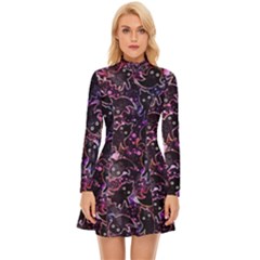 Fun Spooky Cute Ghosts Adoxali Halloween Long Sleeve Velour Longline Dress by uniart180623