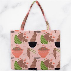 Doodle Yakisoba Seamless Pattern Background Cartoon Japanese Street Food Mini Tote Bag by Grandong