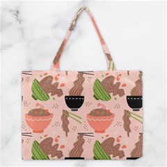 Doodle Yakisoba Seamless Pattern Background Cartoon Japanese Street Food Medium Tote Bag by Grandong