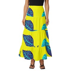 Sheets Pattern Picture Detail Tiered Ruffle Maxi Skirt by Simbadda
