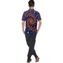Fractal Spiral Art Pattern Blue Design Men s Polo Tee View2