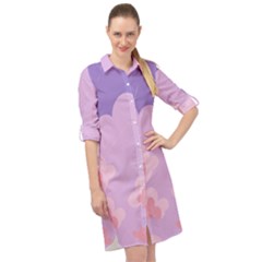 Sky Nature Sunset Clouds Space Fantasy Sunrise Long Sleeve Mini Shirt Dress by Simbadda
