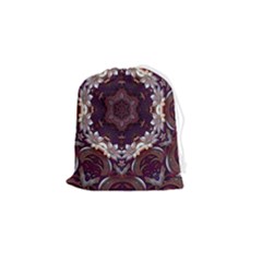 Rosette Kaleidoscope Mosaic Abstract Background Drawstring Pouch (small) by Simbadda