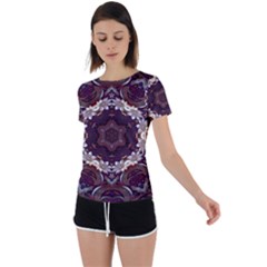 Rosette Kaleidoscope Mosaic Abstract Background Back Circle Cutout Sports Tee by Simbadda