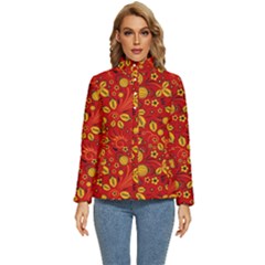 Seamless Pattern Slavic Folk Style Women s Puffer Bubble Jacket Coat by Simbadda