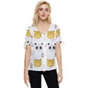 Seamless Pattern Cute Animals Bow Sleeve Button Up Top View1