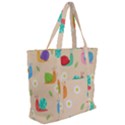 Seamless Pattern Cute Snail With Flower Leaf Zip Up Canvas Bag View2