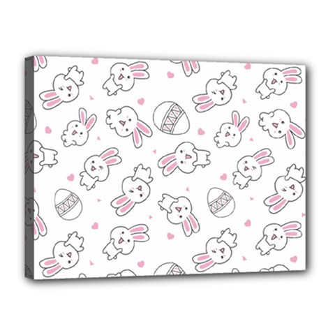 Cute Pattern With Easter Bunny Egg Canvas 16  X 12  (stretched) by Simbadda