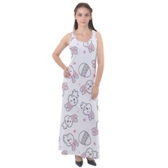 Cute Pattern With Easter Bunny Egg Sleeveless Velour Maxi Dress by Simbadda