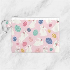Cute Bunnies Easter Eggs Seamless Pattern Canvas Cosmetic Bag (medium) by Simbadda