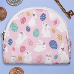 Cute Bunnies Easter Eggs Seamless Pattern Horseshoe Style Canvas Pouch by Simbadda